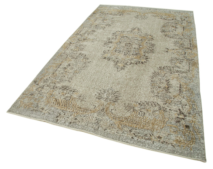5x9 Beige Turkish Vintage Area Rug - 36645