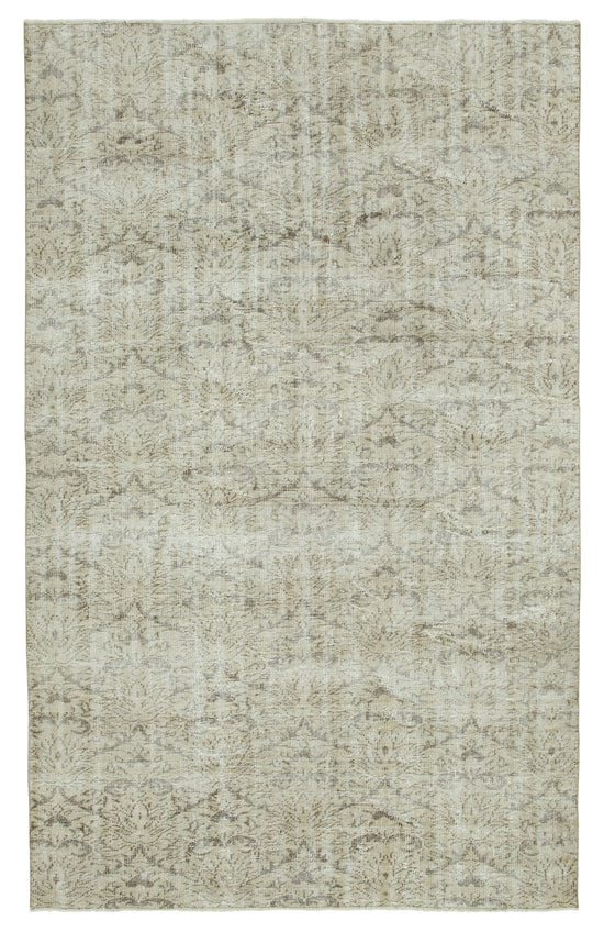 6x10 Beige Turkish Vintage Area Rug - 36646