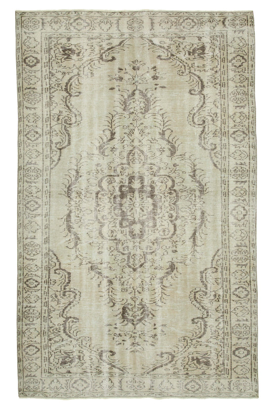 6x10 Beige Turkish Vintage Area Rug - 36693