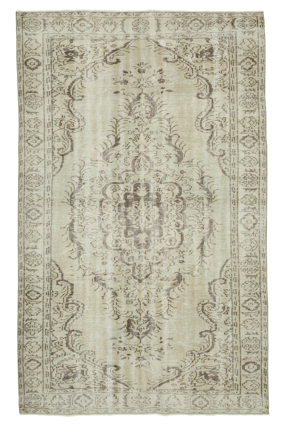 6x10 Beige Turkish Vintage Area Rug - 36693