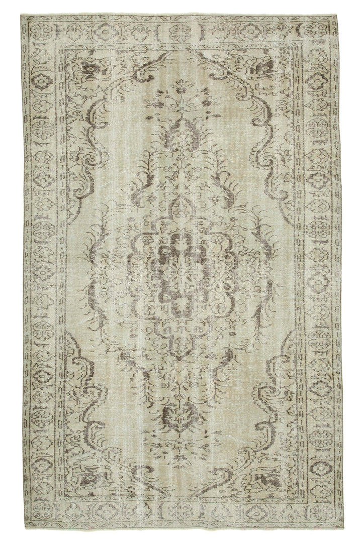 6x10 Beige Turkish Vintage Area Rug - 36693