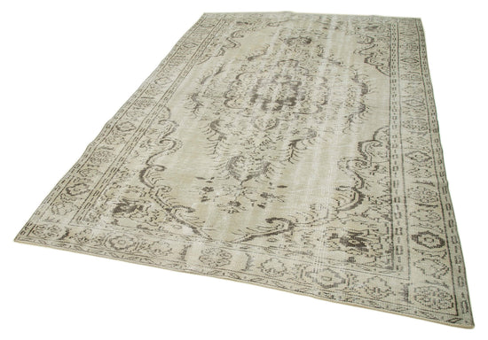 6x10 Beige Turkish Vintage Area Rug - 36693