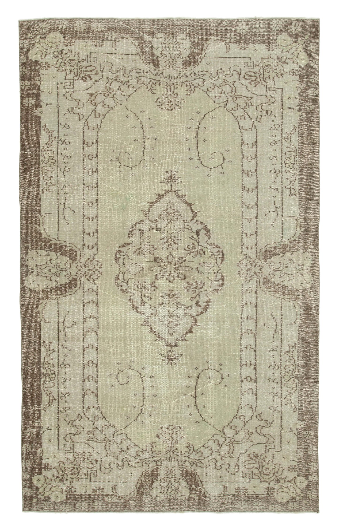 6x9 Beige Turkish Vintage Area Rug - 36694