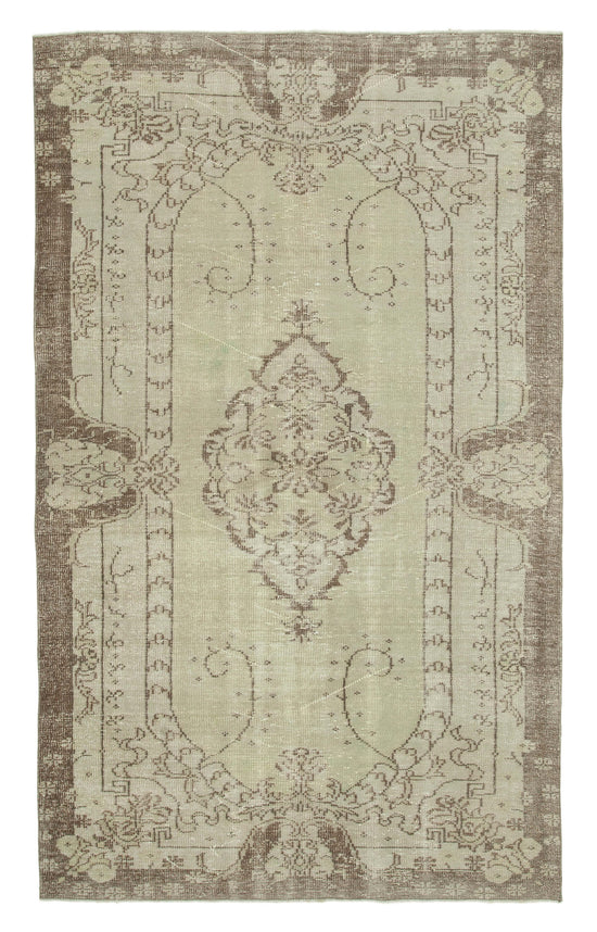 6x9 Beige Turkish Vintage Area Rug - 36694