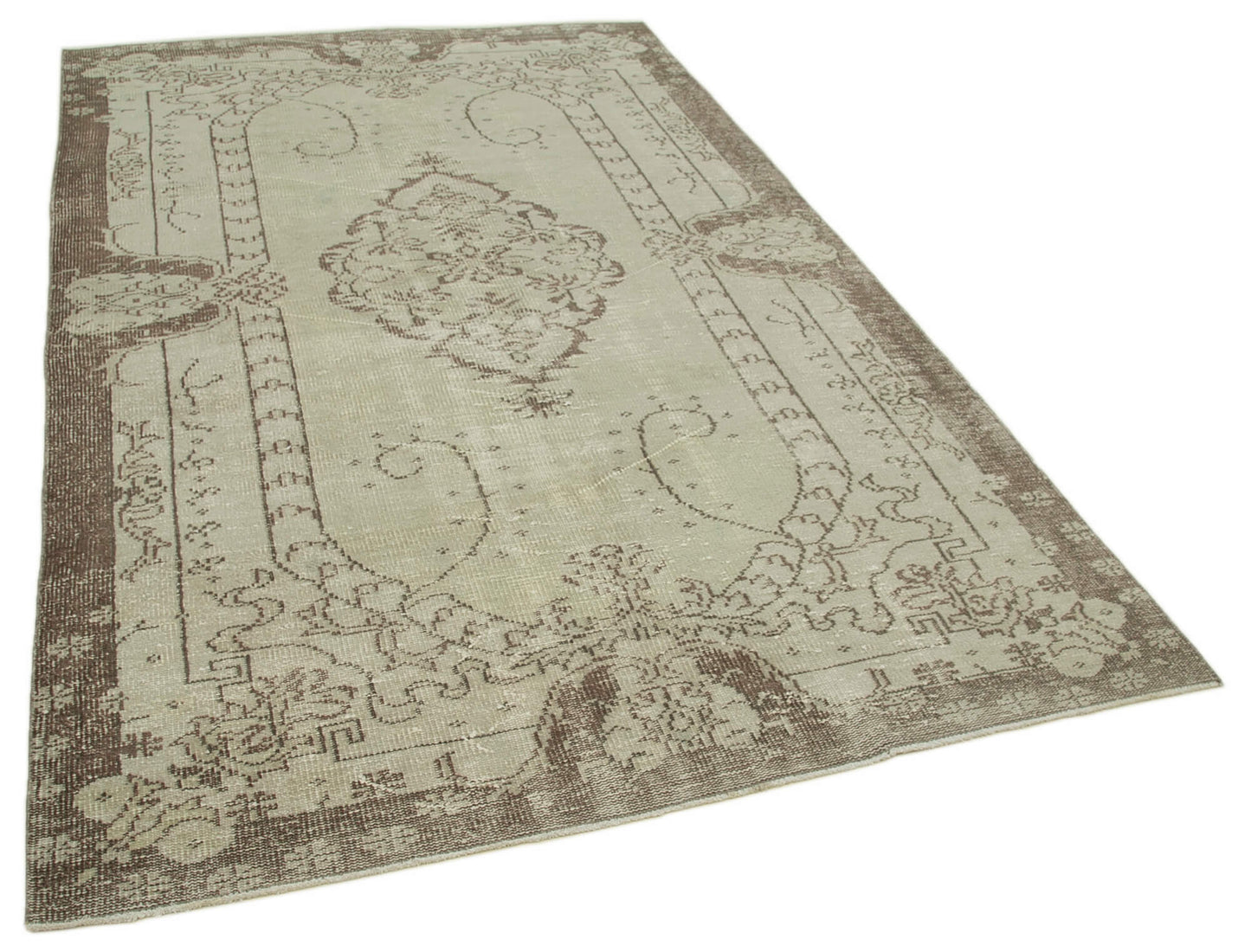 6x9 Beige Turkish Vintage Area Rug - 36694