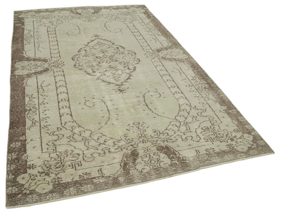 6x9 Beige Turkish Vintage Area Rug - 36694