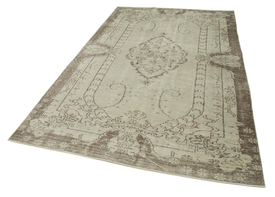 6x9 Beige Turkish Vintage Area Rug - 36694