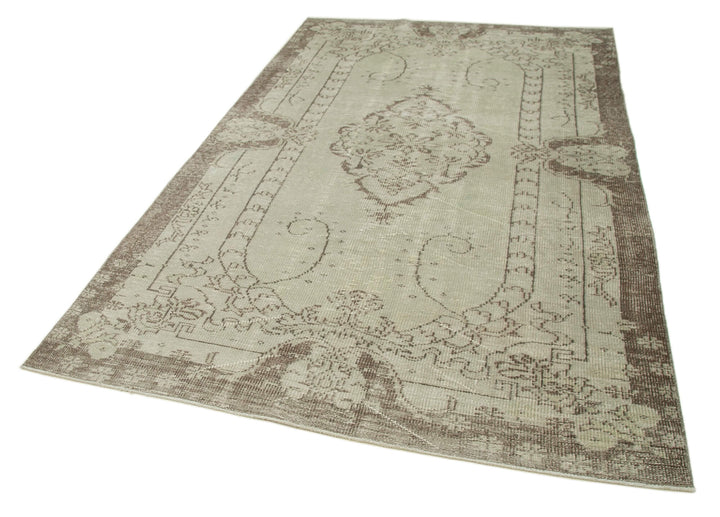 6x9 Beige Turkish Vintage Area Rug - 36694