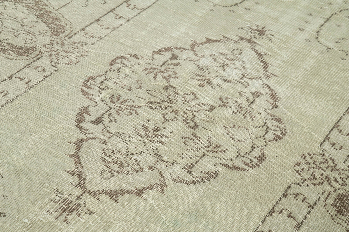 6x9 Beige Turkish Vintage Area Rug - 36694