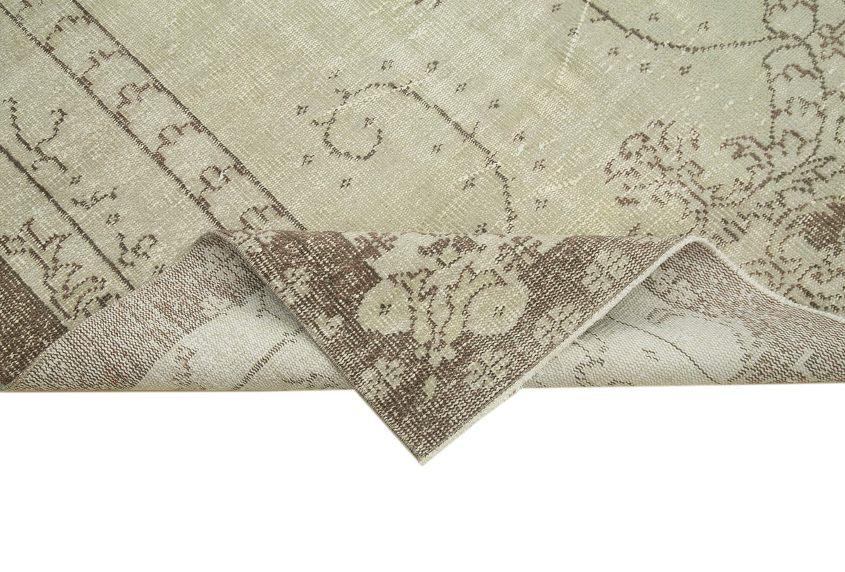 6x9 Beige Turkish Vintage Area Rug - 36694