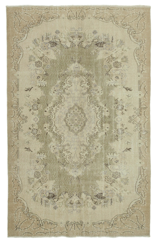 6x10 Beige Turkish Vintage Area Rug - 36698