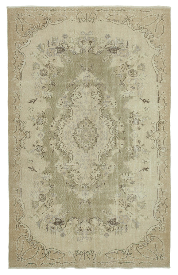 6x10 Beige Turkish Vintage Area Rug - 36698