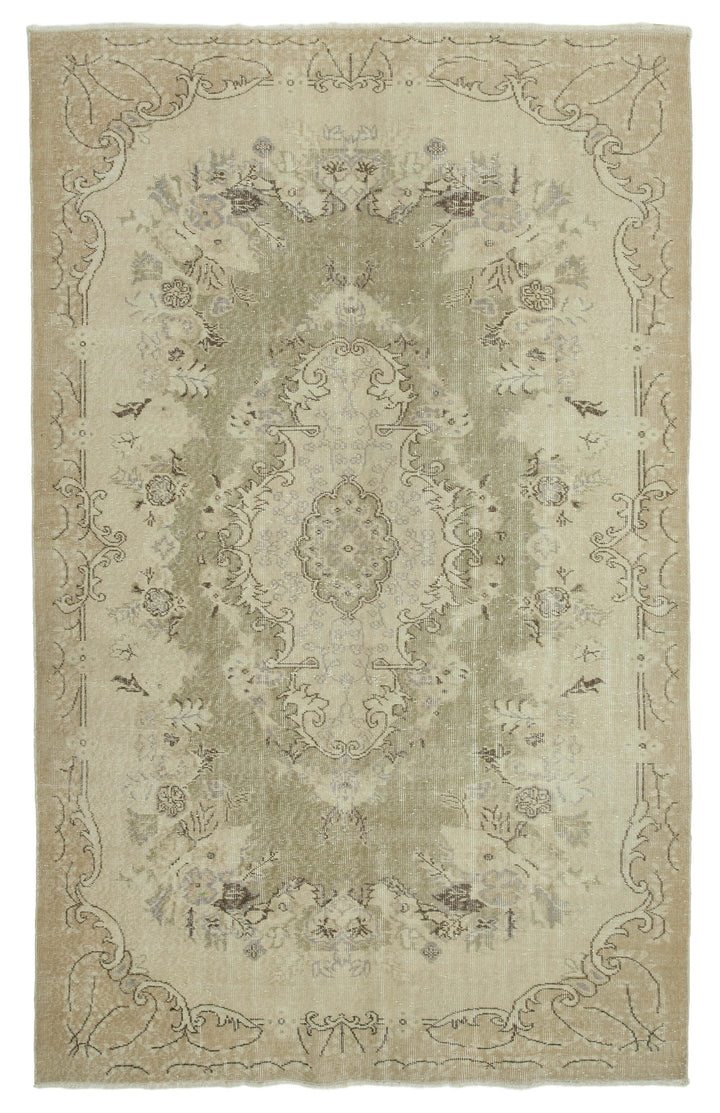 6x10 Beige Turkish Vintage Area Rug - 36698