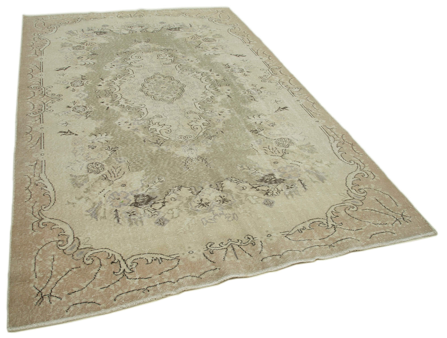 6x10 Beige Turkish Vintage Area Rug - 36698