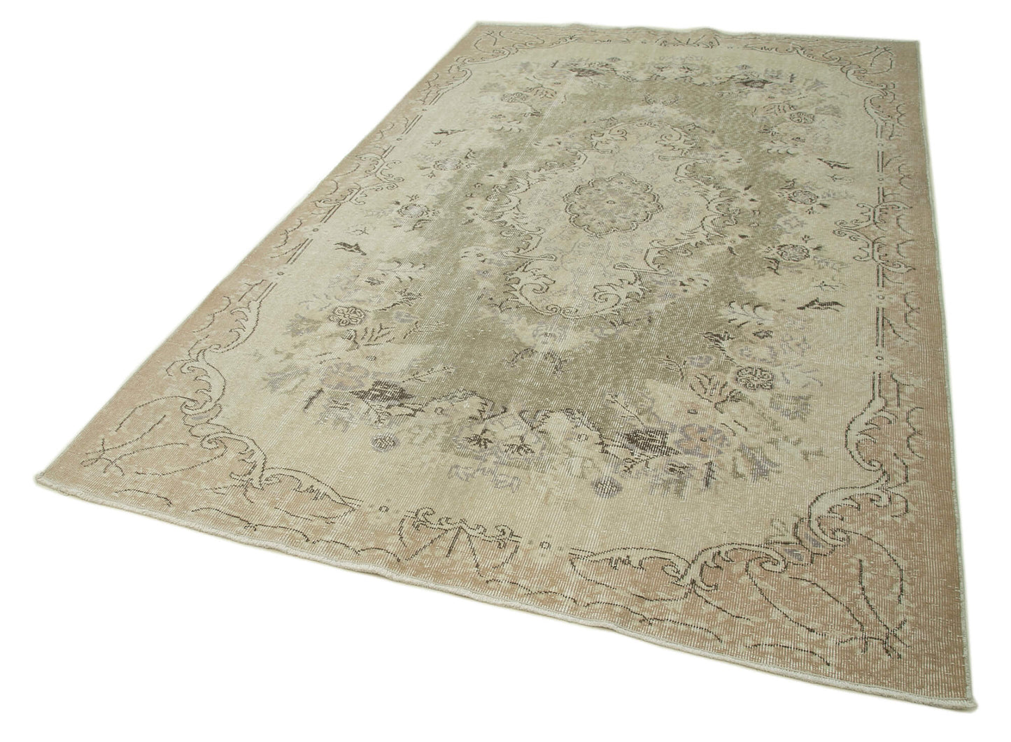 6x10 Beige Turkish Vintage Area Rug - 36698