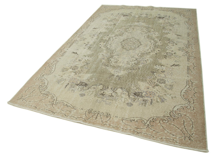 6x10 Beige Turkish Vintage Area Rug - 36698