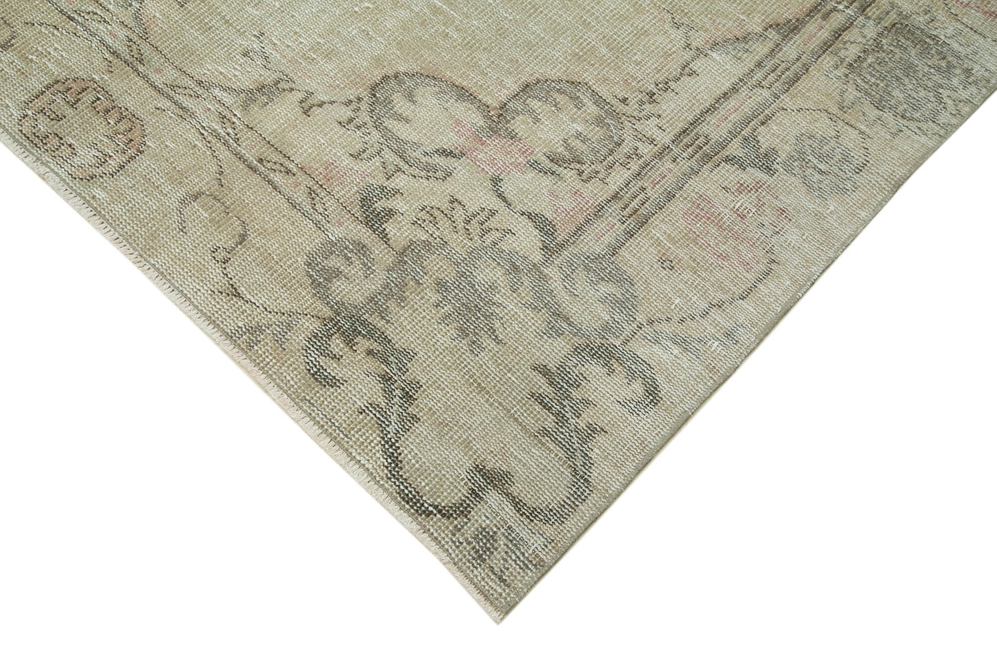 5x9 Beige Turkish Vintage Area Rug - 36699