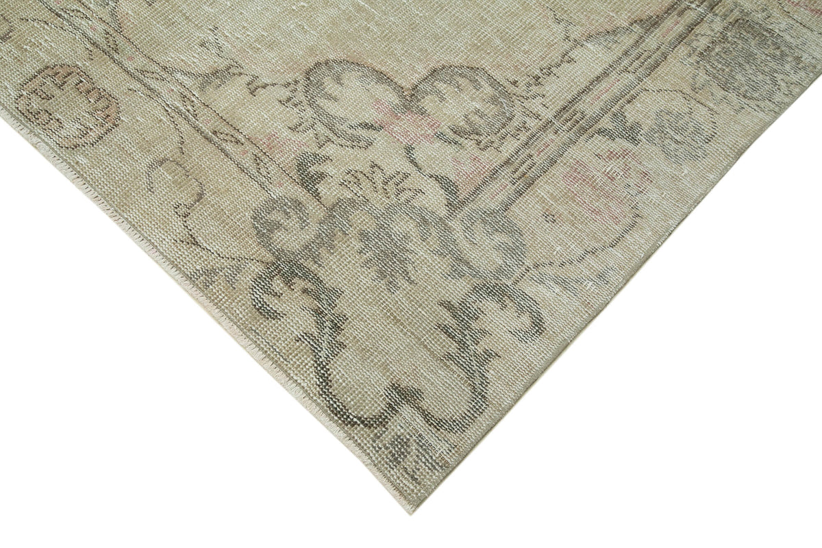 5x9 Beige Turkish Vintage Area Rug - 36699