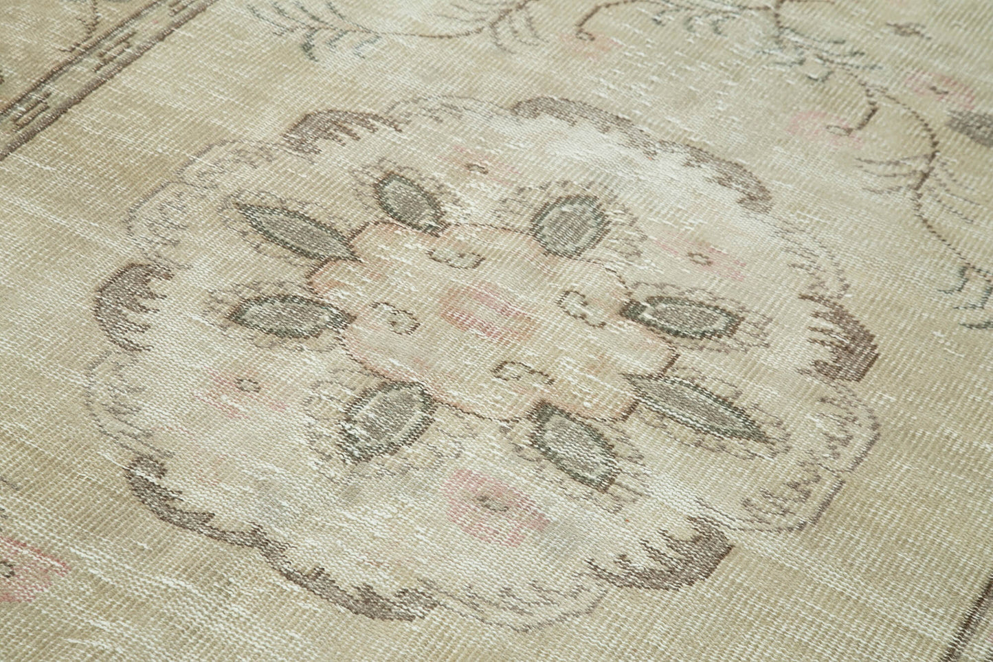 5x9 Beige Turkish Vintage Area Rug - 36699