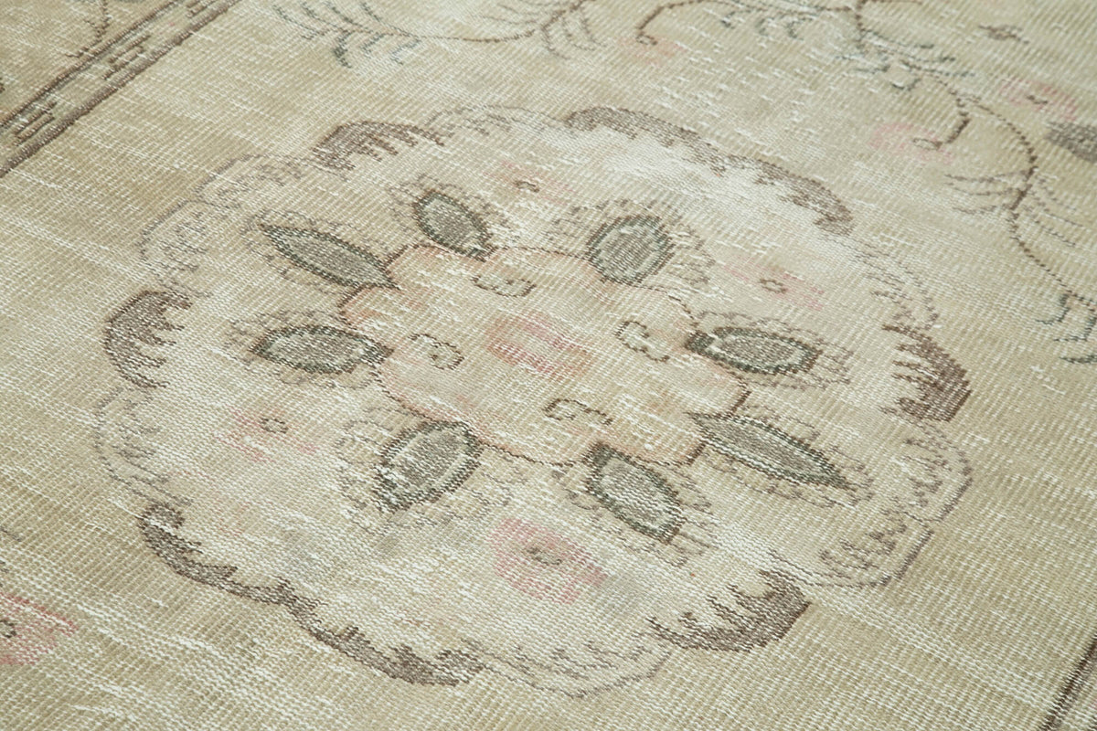 5x9 Beige Turkish Vintage Area Rug - 36699
