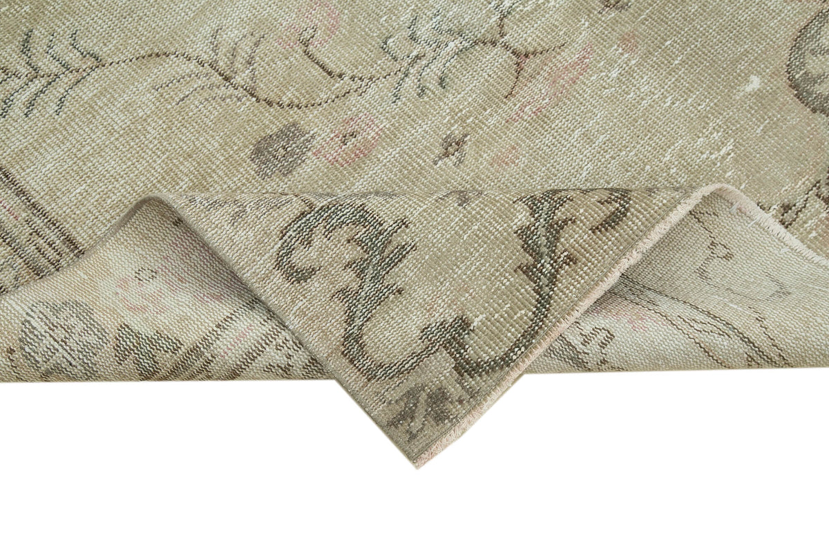 5x9 Beige Turkish Vintage Area Rug - 36699