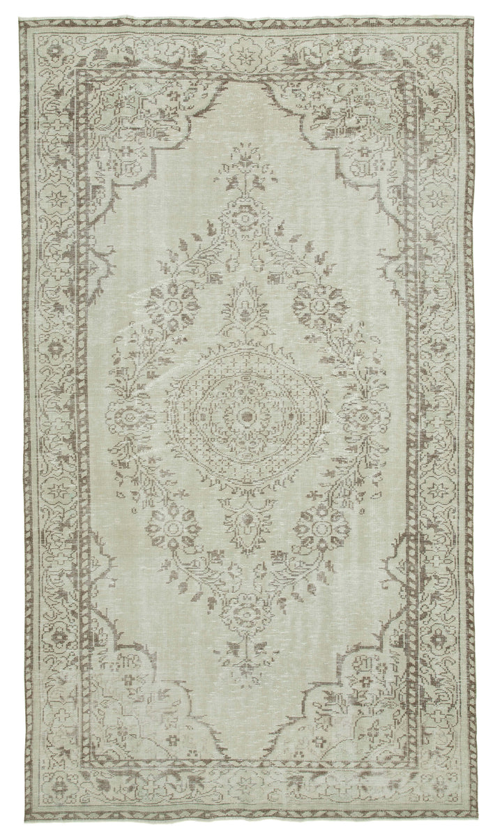 6x10 Beige Turkish Vintage Area Rug - 36703
