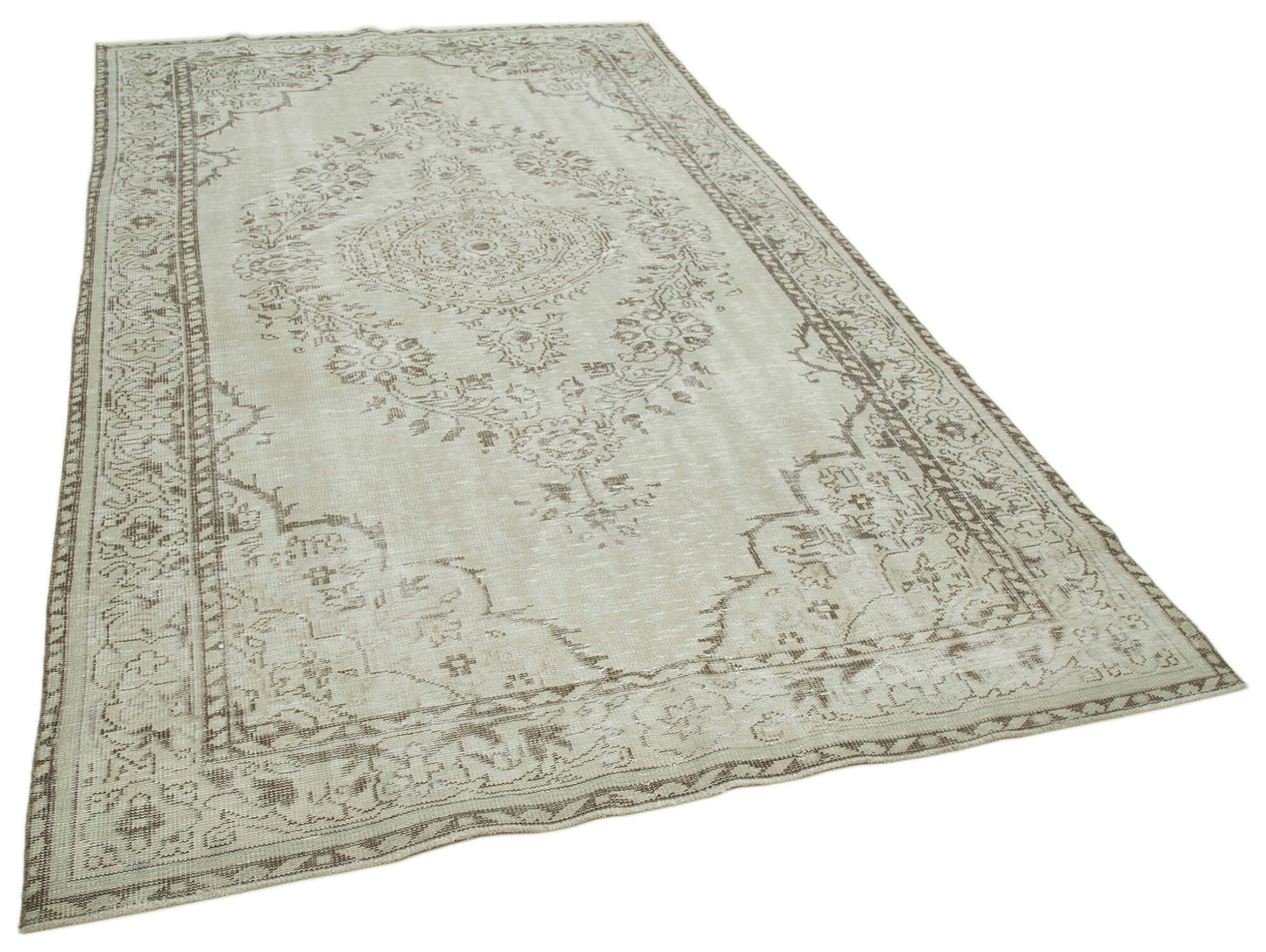 6x10 Beige Turkish Vintage Area Rug - 36703