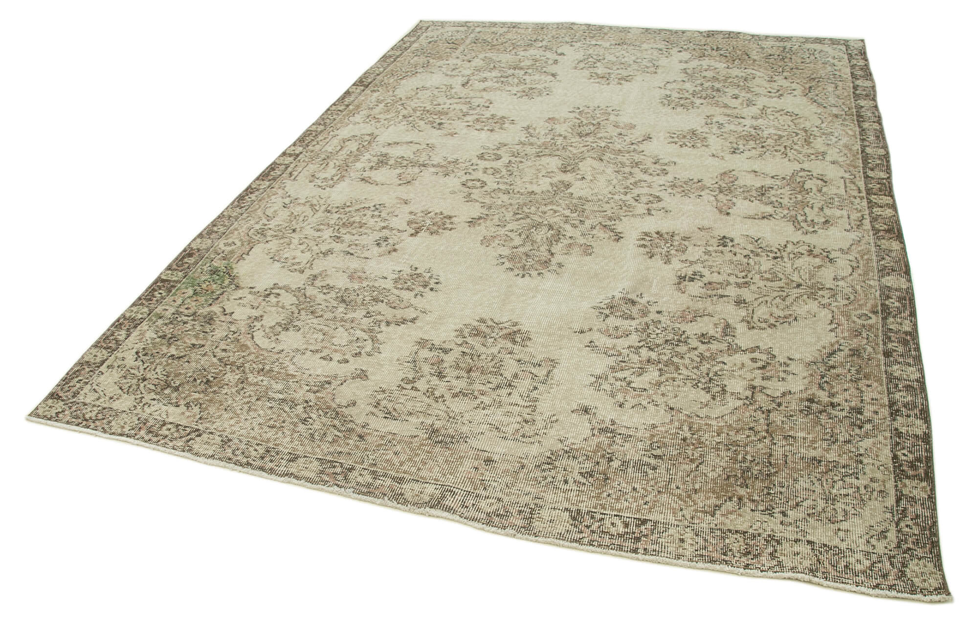 7x9 Beige Turkish Vintage Area Rug - 36713