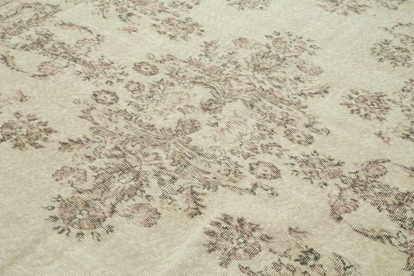 7x9 Beige Turkish Vintage Area Rug - 36713