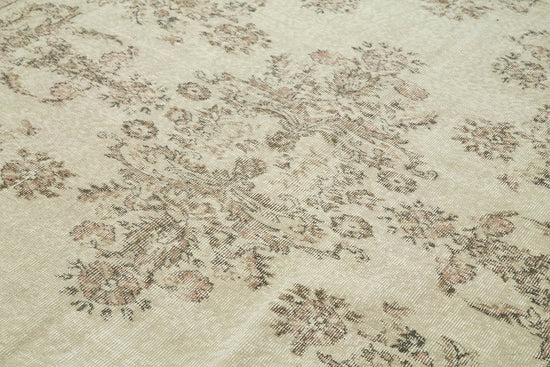 7x9 Beige Turkish Vintage Area Rug - 36713