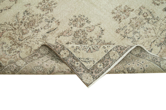 7x9 Beige Turkish Vintage Area Rug - 36713