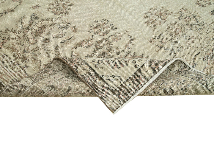 7x9 Beige Turkish Vintage Area Rug - 36713