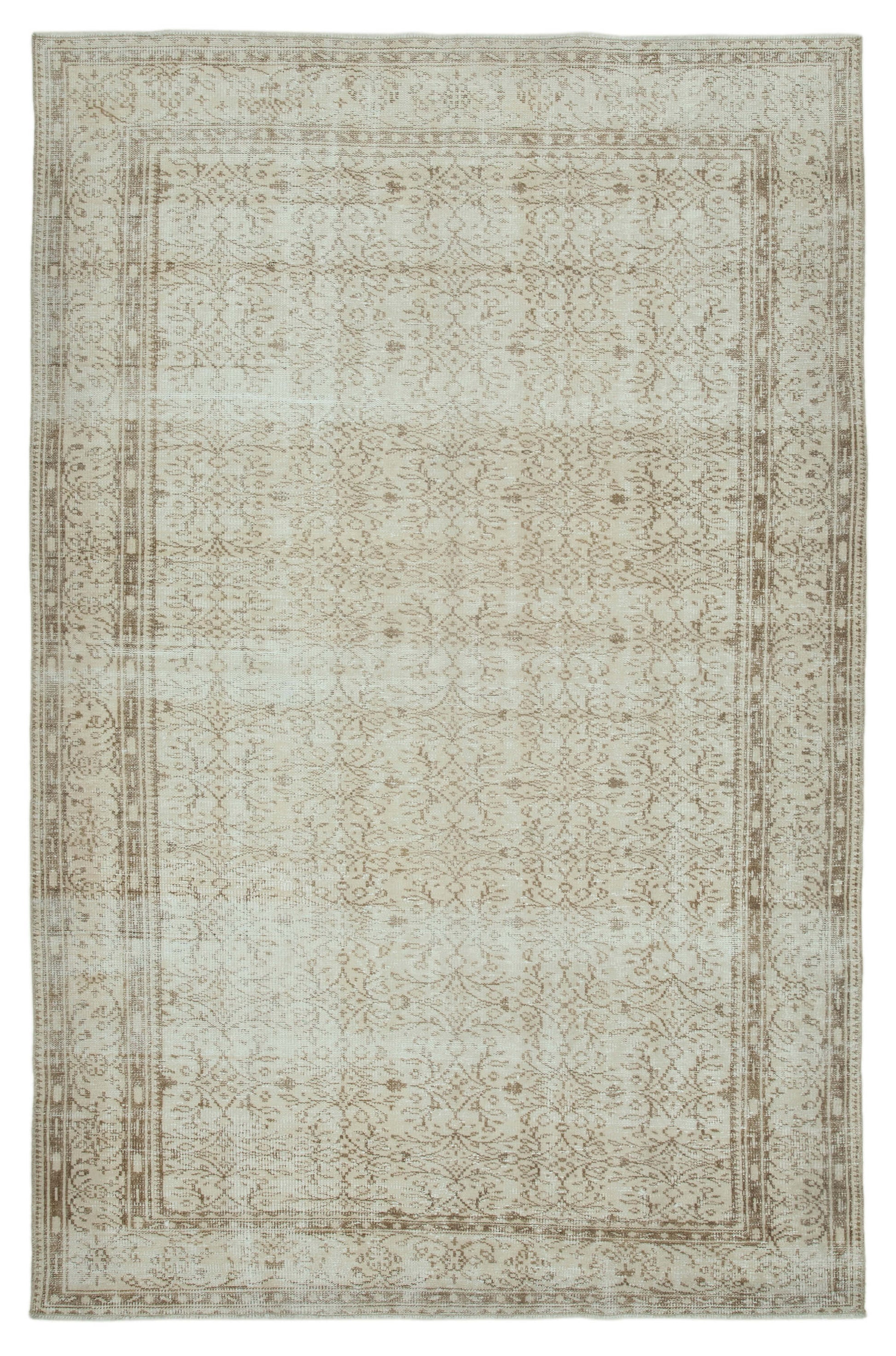 6x10 Beige Turkish Vintage Area Rug - 36726