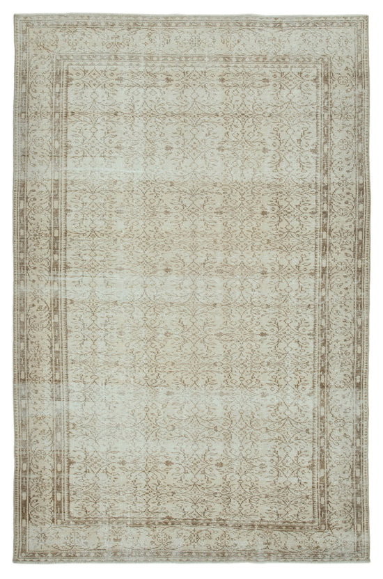 6x10 Beige Turkish Vintage Area Rug - 36726
