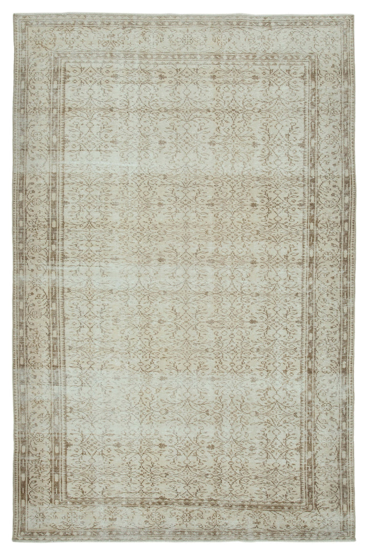 6x10 Beige Turkish Vintage Area Rug - 36726
