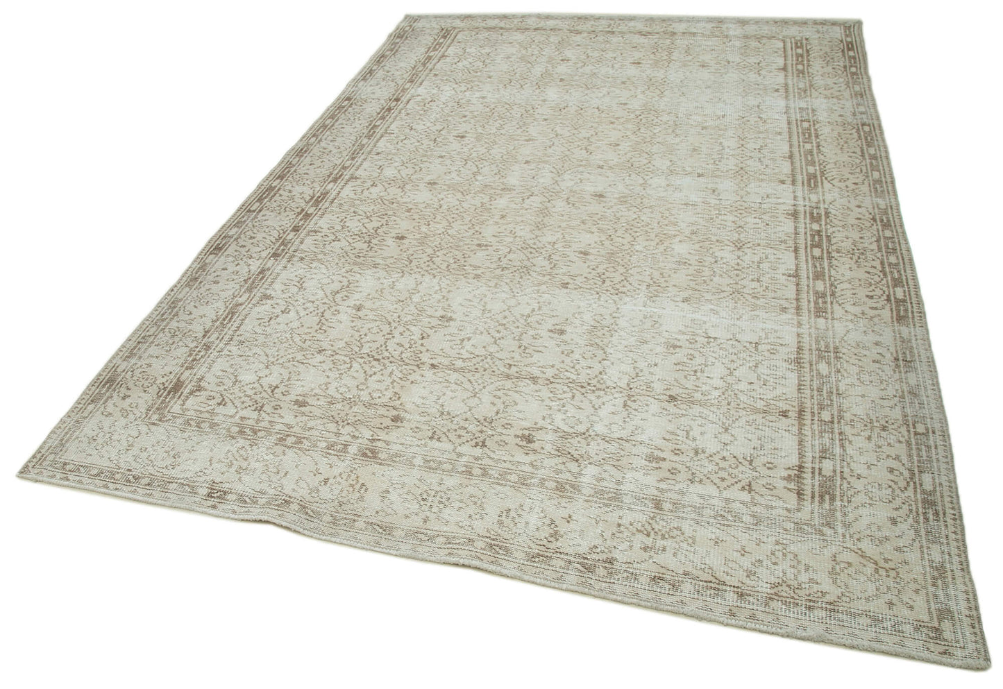 6x10 Beige Turkish Vintage Area Rug - 36726