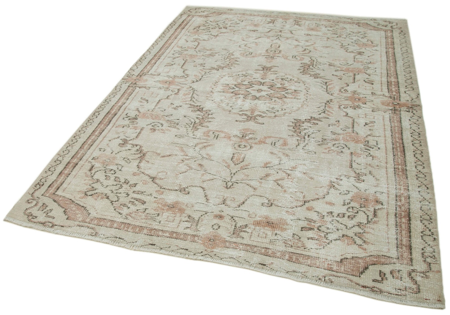 6x8 Beige Turkish Vintage Area Rug - 36734