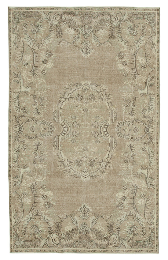 6x10 Beige Turkish Vintage Area Rug - 36743