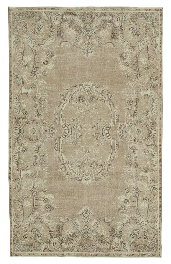 6x10 Beige Turkish Vintage Area Rug - 36743