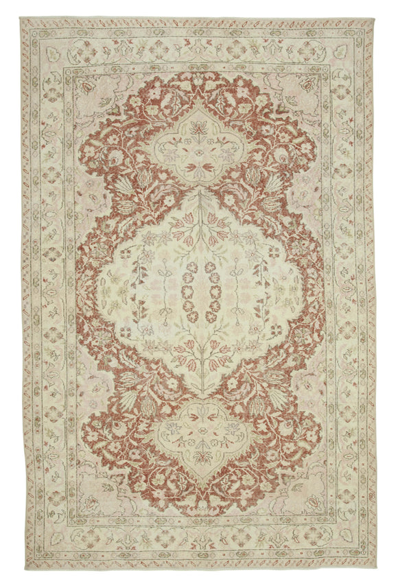 6x10 Beige Turkish Vintage Area Rug - 36744