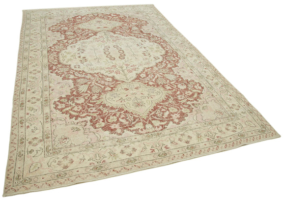 6x10 Beige Turkish Vintage Area Rug - 36744