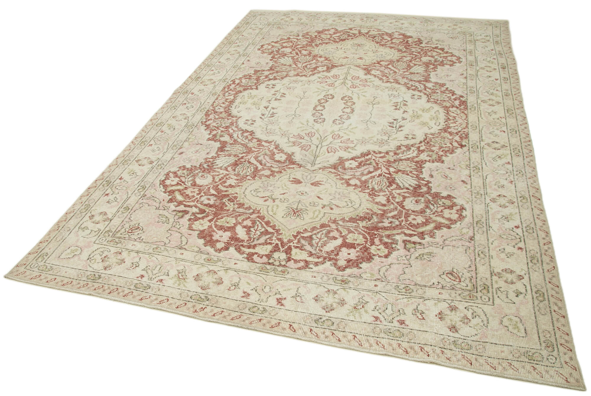6x10 Beige Turkish Vintage Area Rug - 36744