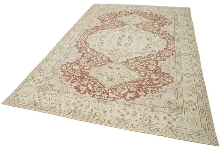 6x10 Beige Turkish Vintage Area Rug - 36744