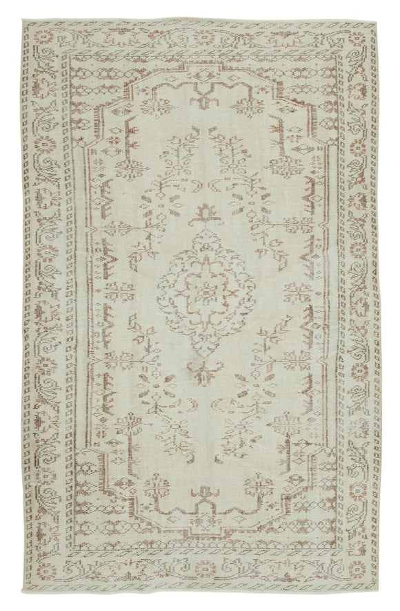 5x9 Beige Turkish Vintage Area Rug - 36749