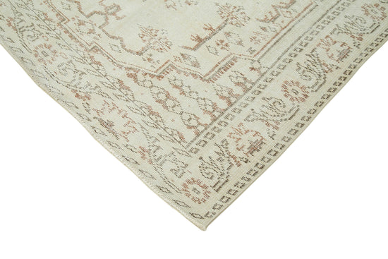 5x9 Beige Turkish Vintage Area Rug - 36749