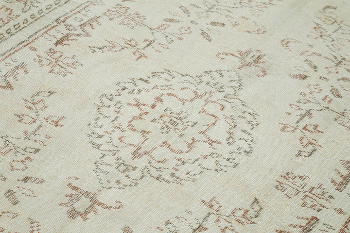 5x9 Beige Turkish Vintage Area Rug - 36749