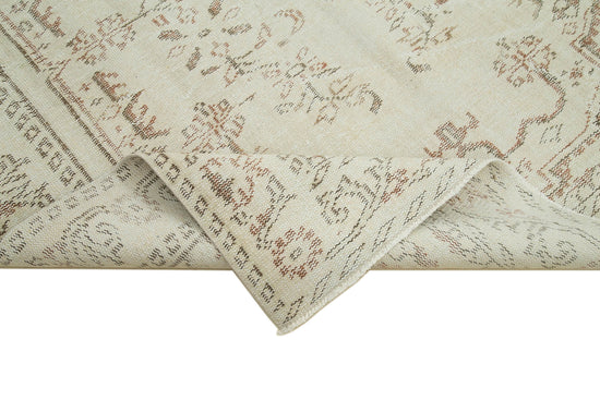 5x9 Beige Turkish Vintage Area Rug - 36749