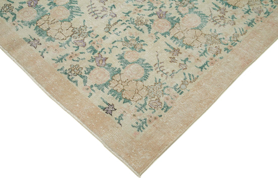 5x9 Beige Turkish Vintage Area Rug - 36753