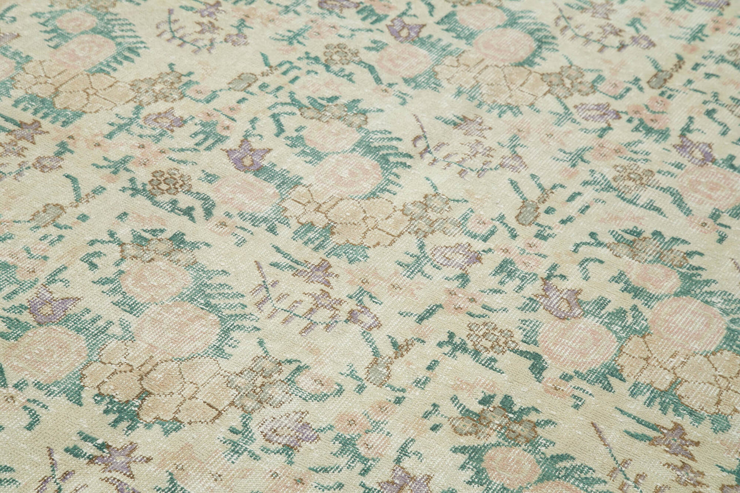 5x9 Beige Turkish Vintage Area Rug - 36753