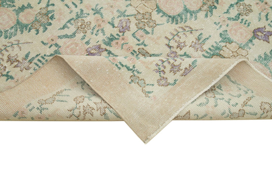 5x9 Beige Turkish Vintage Area Rug - 36753